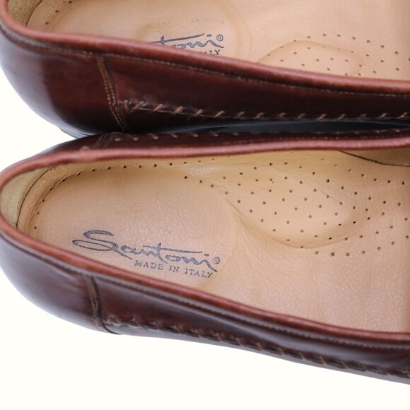 Santoni Italy All Leather Tassel Loafers Brown Moccasins Men\'s 11.5D Dress Shoes